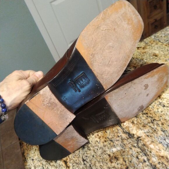 David Eden Brown Square Toe Lace Up Leather Derby Dress Shoes Men's Size 13 - Picture 8 of 13